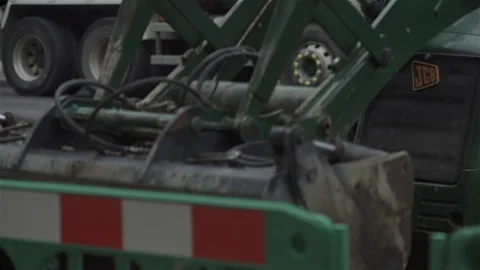 Digger excavating and moving earth moving back and forth close up. Stock Footage 93207661
