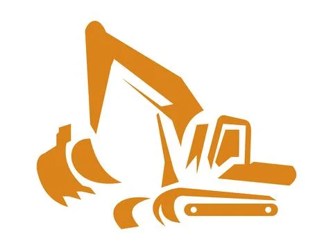 Digger Excavator Icon Minimal Flat Design for Architecture and Engineering .. Stock Illustration