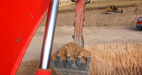 Digger is loading track soil (4K) Stock Footage 166843895
