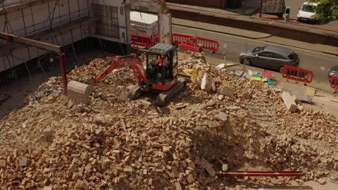 Digger Moving Bricks Over Head Shot Stock Footage 263767905