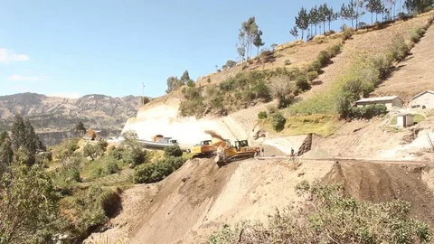 Digger Pushes Debris Stock Footage 71977085