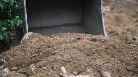 Digger Shovel at Work on a Construction Site Close-Up. A close-up view of a d Stock Footage 293628617