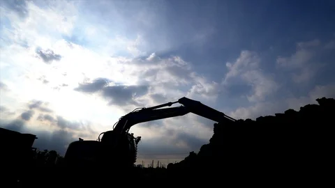 Digger working in construction site Stock Footage 98751529