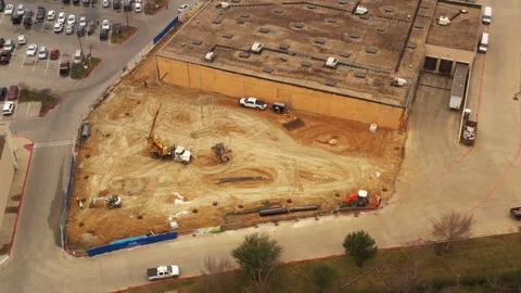 Digging Activities on a Construction Site, Bryan, Texas, USA Stock Footage 129388677
