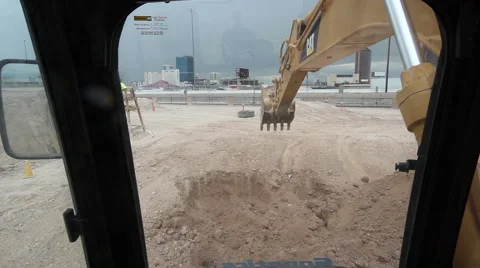 Digging Big Hole with Excavator Stock Footage 55380469