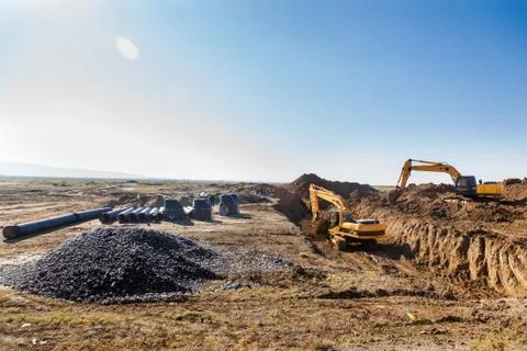 Digging Bulldozers Stock Photos