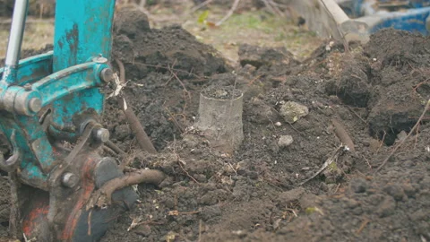 Digging earth excavator bucket Stock Footage 143586663