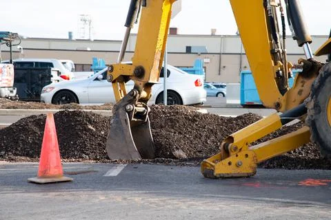 Digging with an excavator work heavy power Stock Photos