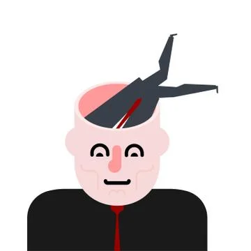 Digging in head. Crawl into brain. open head Stock Illustration