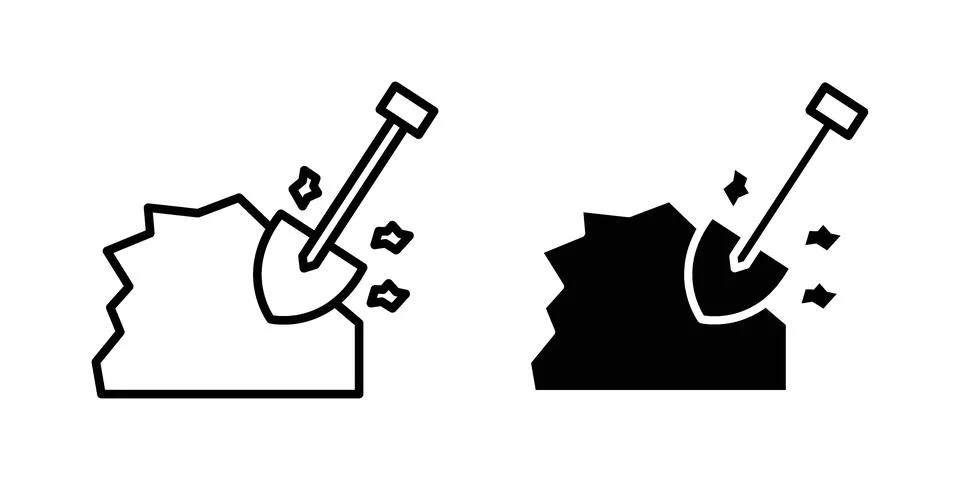 Digging icon silhouette vector set. thin line pack Stock Illustration