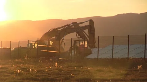 Digging machine silhouette Stock Footage 8679338
