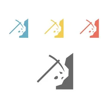 Digging mountains. Extraction of rocks. pickaxe and stone Stock Illustration