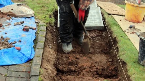 Digging out for garden steps Stock Footage 85275082