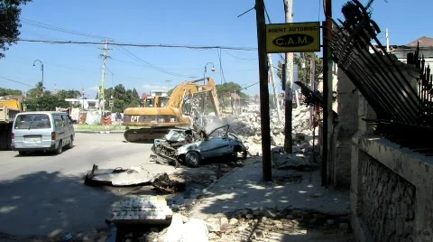 Digging in the Rubble - Earthquake (HD) m Stock Footage 619545