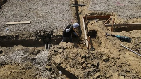 Digging with shovel at construction site Stock-Footage 228794846