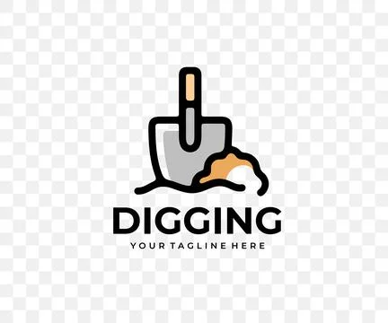 Digging, shovel, ground, land work and agriculture, colored graphic design Stock Illustration