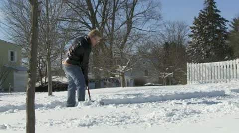 Digging Snow Stock Footage 22794435