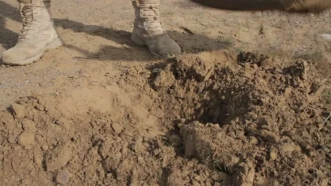 Digging a variety of soil close-up Video stock 87821394