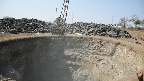 DIGGING OF WELL - WATER SHORTAGE Stock Footage 110995233
