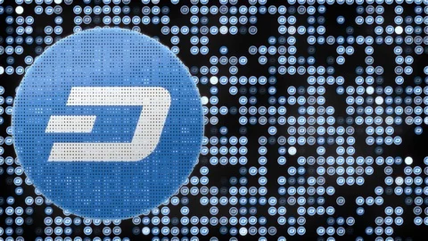 DigiByte crypto currency logo form blue binary background background. Seamless Stock Footage 86622469