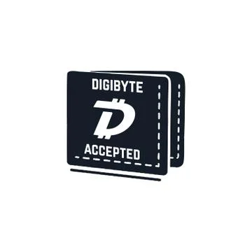 Digibyte digital asset accepted concept. DGB wallet. Vintage hand drawn crypto Illustrazione stock