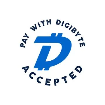 Digibyte logo. Digital asset concept. Pay with DGB accepted text. Crypto emblem Stock Illustration