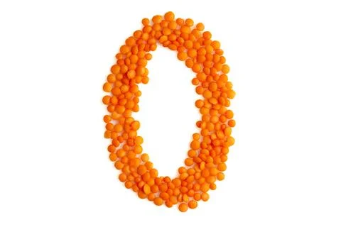The digit '0' (null, zero) formed from red lentil grains Stock Photos