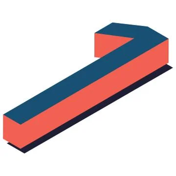Digit 1 in isometric view. Blue-orange colors. Stock Illustration