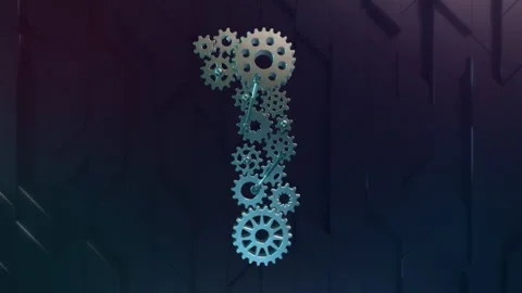 Digit 1 made of metallic cogwheels. 4K Animation, Abstract geometric background. Stock Footage 269405124