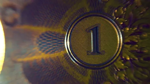 Digit 1 in a patterned embossed glitters in a beam of light Video stock 151976654