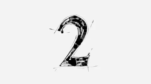 Digit 2. Handwritten black and white time lapse drawing Stock Footage 261707366