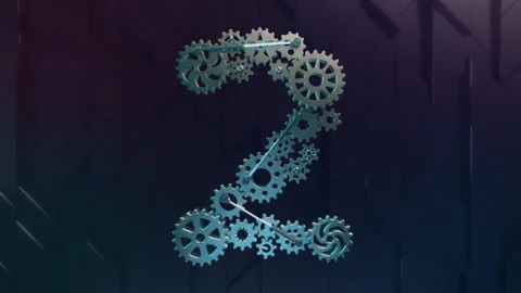 Digit 2 made of metallic cogwheels. 4K Animation, Abstract geometric background. Stock Footage 269405026
