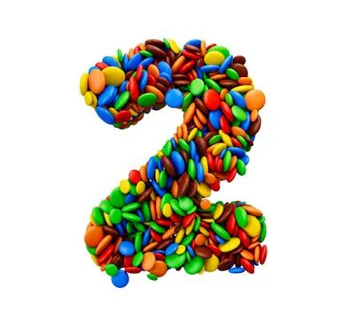 Digit 2 of multicolored rainbow candies Festive isolated on white backgroun.. Stock Illustration
