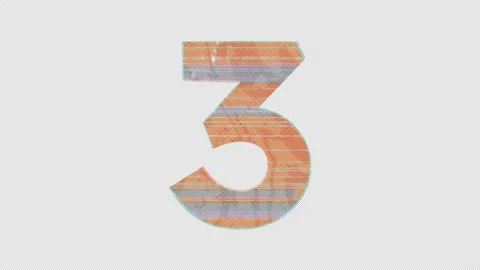 Digit 3 to 4 Switch in Cartoon Glitchy Style Stock Footage 254030188