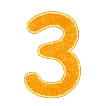 Digit 3 made from orange fruit isolated Stock Photos