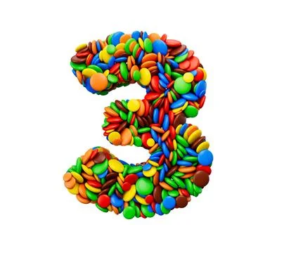 Digit 3 of multicolored rainbow candies Festive isolated on white backgroun.. Stock Illustration