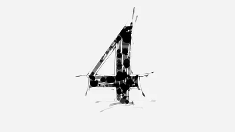 Digit 4. Handwritten black and white time lapse drawing Stock Footage 261707409
