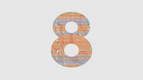 Digit 8 to 9 Switch in Cartoon Glitchy Style Stock Footage 254029830