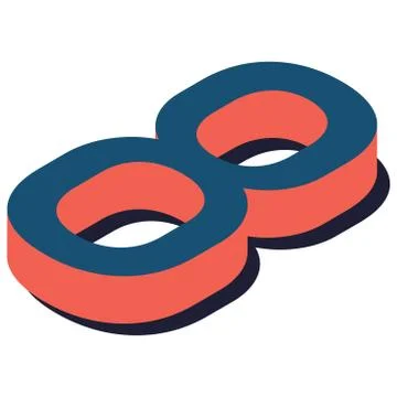 Digit 8 in isometric view. Blue-orange colors. Stock Illustration