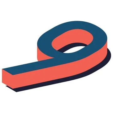 Digit 9 in isometric view. Blue-orange colors. Stock Illustration