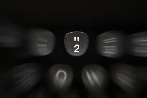 Digit on black key on retro typewriter 2 Stock Photos