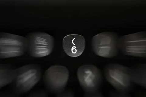 Digit on black key on retro typewriter 6 Stock Photos