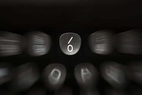 Digit on black key on retro typewriter 0 Stock Photos