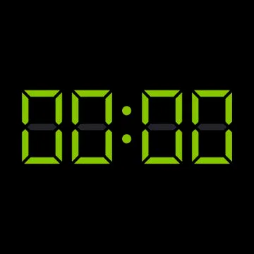 Digit electronic numbers zero watch display black green Stock Illustration