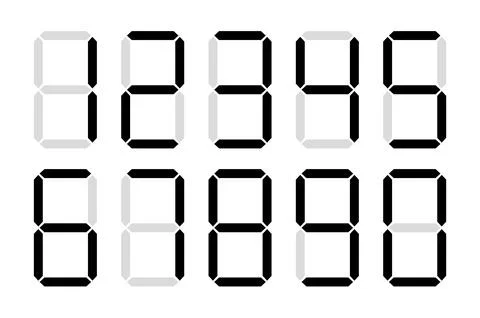 Digit number display time clock icon. Calculator font vector screen electronic Illustrazione stock