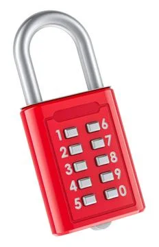 Digit Push Button Password Combination Padlock, 3D rendering Digit Push Bu... Stock Photos