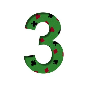 The digit three, 3 is cut out of white paper on a background of cloth for pla Stock Illustration
