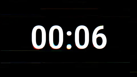 Digital 10 second Countdown Timer Animation with RGB Glitch and Static Effect Video stock 325020098