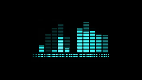 Digital 12 band Audio Equalizer. Cyan Stock Footage 142646010
