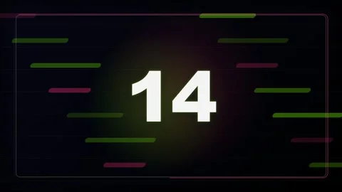 Digital  20 Countdown Timer with Green and Red Lines Video stock 340465289